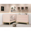 Ver imagem 1 de Jogo de Quarto para Bebê Classic New Rosa Fosco com Natural - Moveisaqui