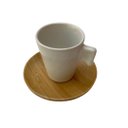 Ver imagem 1 de Conjunto Cafezinho com Pires Bambu e Xicara Cerâmica Branca Utensilios do Chef