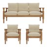Jogo Sofá Madeira Maciça 3 Lugares e 2 Poltronas Liz Multimóveis Vcr7001 Bege - 4