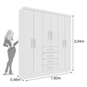 Ver imagem 2 de Guarda Roupa Casal 6 Portas 4 Gavetas Arizona S/ Espeho S/ Pés - Tcil Neve