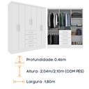 Ver imagem 7 de Guarda Roupa Casal 6 Portas 4 Gavetas Arizona S/ Espeho S/ Pés - Tcil Neve