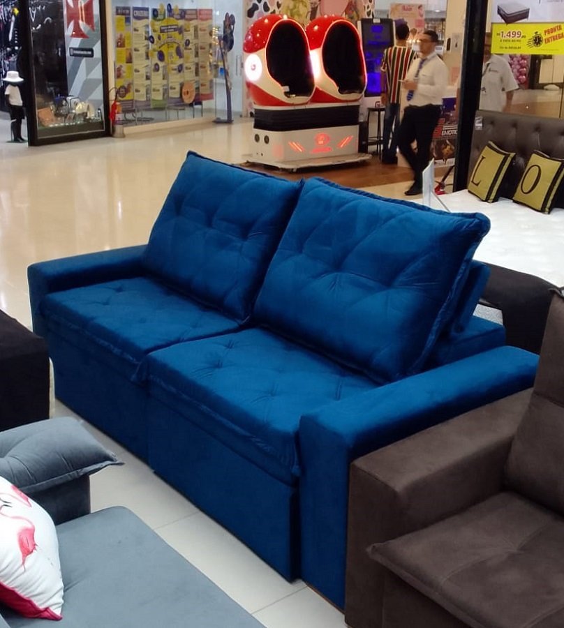 Sofá Retrátil e Reclinável Califórnia 2.50m Molas Ensacadas Veludo