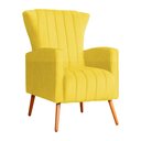 Ver imagem 1 de Poltrona Decorativa Melinda Pés Palito Tecido Suede Várias Cores - Qlare Estofados - Suede Amarelo