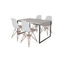 Ver imagem 2 de Mesa Industrial Base Ferro Preto Tampo 137x90 Branco 4 Cadeiras Eames Ferro Cobre Assento Branco