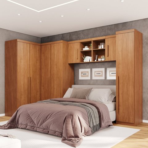 Guarda-Roupa Modulado 4 Peças 7 Portas 3 Gavetas Texas Marrom/Cinamomo