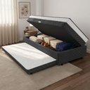 Ver imagem 3 de Cama Bibox com Baú Solteiro Ortopédica com Cama Auxiliar Conjugada 88x188x51cm Gabi Cinza/branco