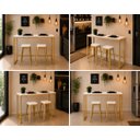 Ver imagem 4 de Mesa Jantar Aparador Bancada Alta Industrial 120x80cm Tampo Branco Pés Dourado
