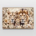 Ver imagem 3 de Quadro Decorativo Florido Família Leão e Leoa com Filhote Sala Quarto Casa Escritório