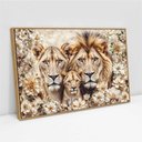 Ver imagem 2 de Quadro Decorativo Florido Família Leão e Leoa com Filhote Sala Quarto Casa Escritório