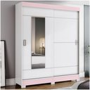 Ver imagem 3 de Guarda Roupa Casal 02 Portas Deslizantes 02 Gavetas Amsterdã Briz Branco/branco E Rosa Chá Ii
