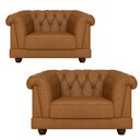 Ver imagem 1 de Kit 2 Poltronas Chesterfield Helena Tecido Sintético Caramelo Captonê