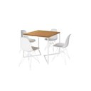Ver imagem 2 de Mesa Industrial Base Ferro Branco em V Tampo 90x90 Canela 4 Cadeiras Eames Ferro Assento Branco