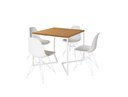 Ver imagem 2 de Mesa Industrial Base Ferro Branco em V Tampo 90x90 Canela 4 Cadeiras Eames Ferro Assento Branco