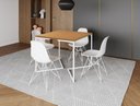 Ver imagem 1 de Mesa Industrial Base Ferro Branco em V Tampo 90x90 Canela 4 Cadeiras Eames Ferro Assento Branco
