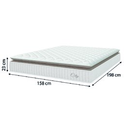 Cama Box Colchão Baú Casal Queen Molas Ensacadas City Pillow Top 158x198x64cm Linho Branco / Bege - 5