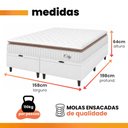 Ver imagem 3 de Cama Box Colchão Baú Casal Queen Molas Ensacadas City Pillow Top 158x198x64cm Branco / Bege