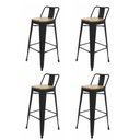 Ver imagem 1 de Kit 4 Banquetas Altas com Assento de Madeira Tolix Preto Preto