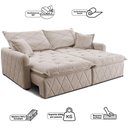 Ver imagem 3 de Sofá sem Caixa Retrátil 1,80m Softgel Sublime Boucle Bege Claro Cama Inbox