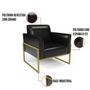 Ver imagem 6 de Kit 2 Poltronas Base Industrial Alta Dourado Marisa Corano Preto D03 - D\'rossi
