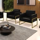 Ver imagem 4 de Kit 2 Poltronas Base Industrial Alta Dourado Marisa Corano Preto D03 - D\'rossi