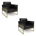Ver imagem 1 de Kit 2 Poltronas Base Industrial Alta Dourado Marisa Corano Preto D03 - D\'rossi
