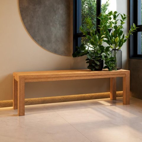 Banco Dunia F06 sem Porta sem Prateleira em Madeira Maciça Tamanho 150cm Rústico Claro Lyam Decor