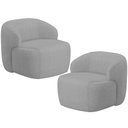 Ver imagem 1 de Kit 02 Poltronas Decorativa Fixa Orgânica para Sala Living Barolo L06 Linho Cinza Escuro - Lyam Deco