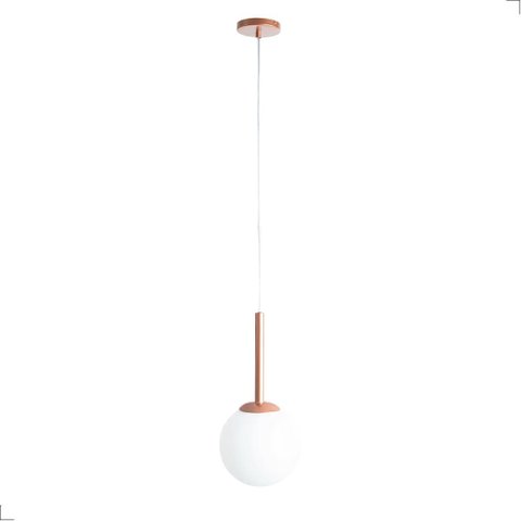 Luminária Pendente Haste Globo Jabuticaba Rosê Vidro Bola 1xg9 Bivolt