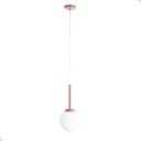 Ver imagem 1 de Luminária Pendente Haste Globo Jabuticaba Rosê Vidro Bola 1xg9 Bivolt