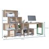 Conjunto Para Escritório Mesa E Estante Nature C/ Verde - 3