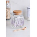 Ver imagem 3 de Kit 6 Porta Temperos Quadrado 290ml Lavanda Vidro com Colher de Bambu e Tampa Rolha Lyor