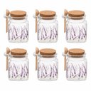 Ver imagem 1 de Kit 6 Porta Temperos Quadrado 290ml Lavanda Vidro com Colher de Bambu e Tampa Rolha Lyor