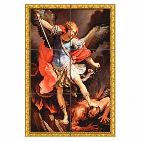 Quadro São Miguel Arcanjo com Lança 60x40 em Azulejos