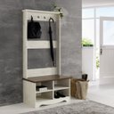 Ver imagem 5 de Chapeleira com Nicho de Madeira Maciça Branco Envelhecido