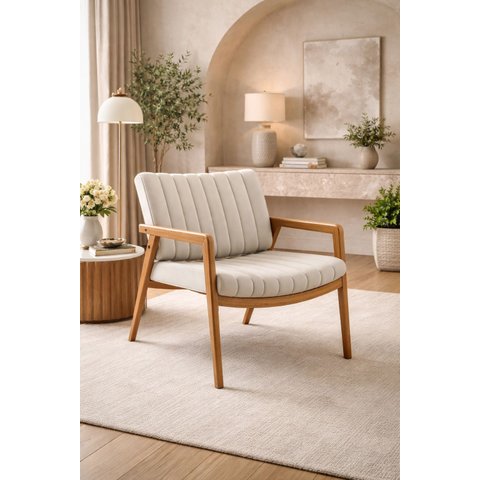 Poltrona Premium Úxua em Linho Pés em Madeira - B Gaspari