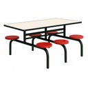 Ver mais imagens de Mesa para Refeitório Fixa 6 Lugares MDP Branco de 25 mm - Assento Vermelho - 50204