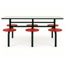Ver imagem 2 de Mesa para Refeitório Fixa 6 Lugares Mdp Branco de 25 Mm - Assento Vermelho - 50204