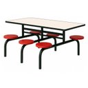 Ver imagem 1 de Mesa para Refeitório Fixa 6 Lugares MDP Branco de 25 mm - Assento Vermelho - 50204