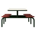 Ver imagem 4 de Mesa para Refeitório Fixa 6 Lugares MDP Branco de 25 mm - Assento Vermelho - 50204