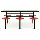 Ver imagem 3 de Mesa para Refeitório Fixa 6 Lugares MDP Branco de 25 mm - Assento Vermelho - 50204
