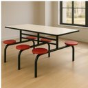 Ver imagem 2 de Mesa para Refeitório Fixa 6 Lugares MDP Branco de 25 mm - Assento Vermelho - 50204