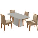 Ver imagem 2 de Mesa de Jantar Diane 120cm Tampo MDF Vidro Cadeiras Eloise Moderna Turim 07 Naturale Serigrafia Off