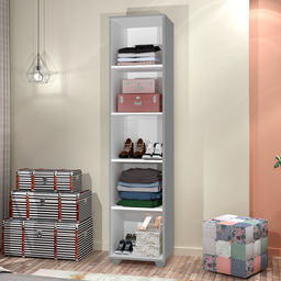 Armário Multiuso Uma Porta Quatro Prateleira Interna para Lavanderia Sofia - J&a Móveis:cinza - 3