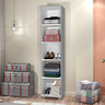 Armário Multiuso Uma Porta Quatro Prateleira Interna para Lavanderia Sofia - J&a Móveis:cinza - 3