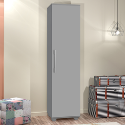 Armário Multiuso Uma Porta Quatro Prateleira Interna para Lavanderia Sofia - J&a Móveis:cinza - 2
