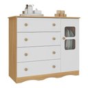 Ver imagem 2 de Cômoda Infantil 95cm 1 Porta com Vidro e 4 Gavetas Serena Multimóveis Mp4434 Madeirado/branco