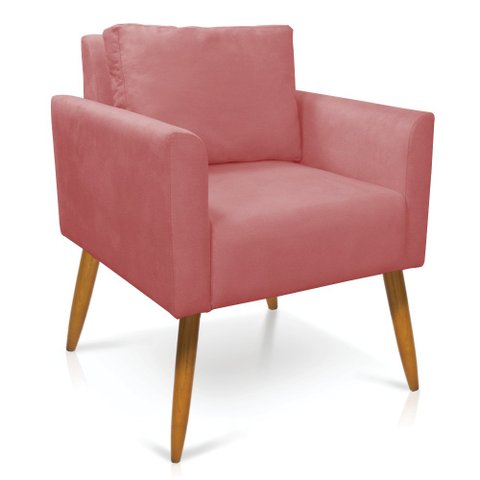 Poltrona Aline Suede Pés Palito Castanho - D’Rossi Rose