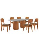 Ver imagem 2 de Mesa de Jantar Eloise 180cm Tampo Mdf Vidro com 6 Cadeiras Copper Moderna Mobília