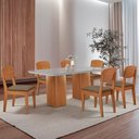 Ver imagem 1 de Mesa de Jantar Eloise 180cm Tampo Mdf Vidro com 6 Cadeiras Copper Moderna Mobília