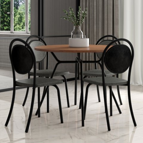 Conjunto Sala de Jantar 4 Cadeiras Nolita Carraro Fre/pre/gra
